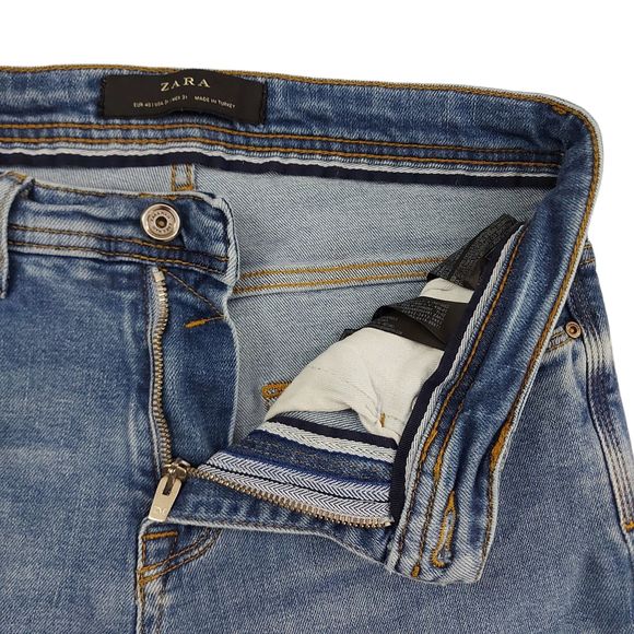 Zara Man Jeans Premium Denim Mens 31x30 Blue Skinny Stretch Cotton Blend - Picture 3 of 11
